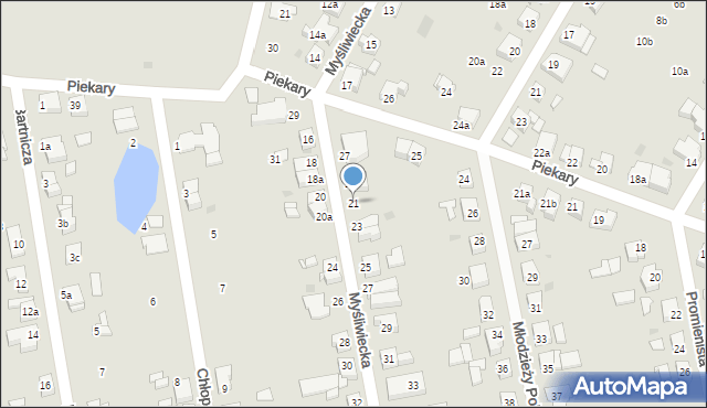 Gniezno, Myśliwiecka, 21, mapa Gniezna