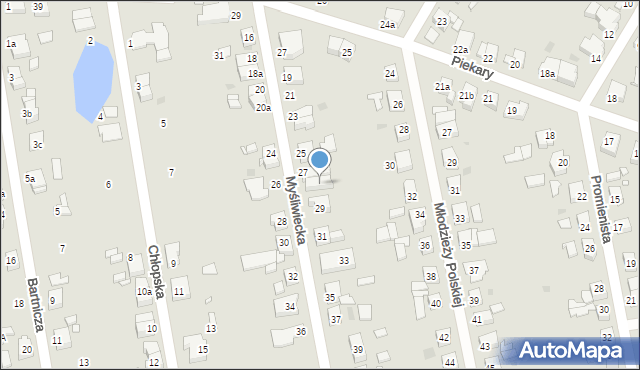 Gniezno, Myśliwiecka, 27a, mapa Gniezna