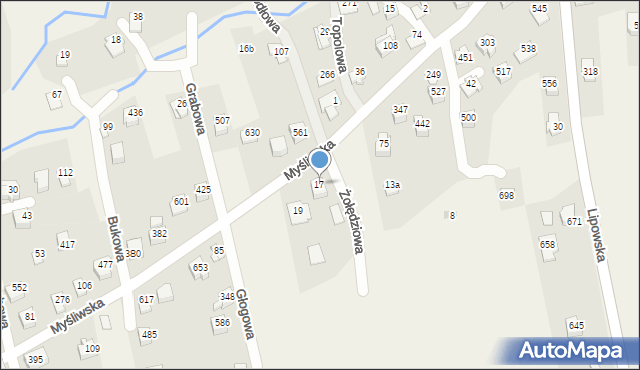 Godziszka, Myśliwska, 602, mapa Godziszka