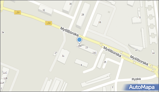 Gorzów Wielkopolski, Myśliborska, 23A, mapa Gorzów Wielkopolski