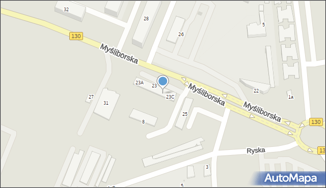 Gorzów Wielkopolski, Myśliborska, 23D, mapa Gorzów Wielkopolski