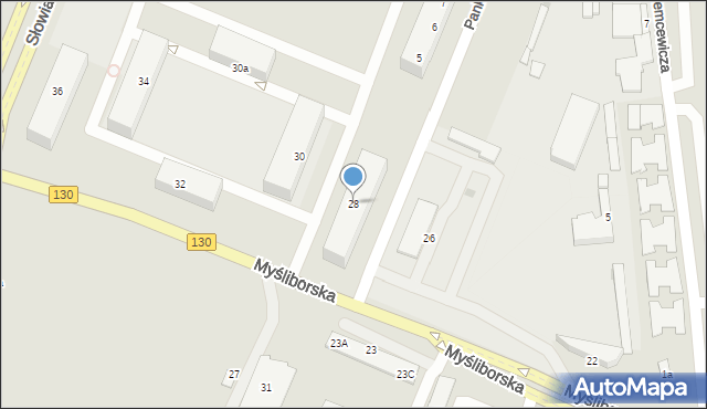 Gorzów Wielkopolski, Myśliborska, 28, mapa Gorzów Wielkopolski