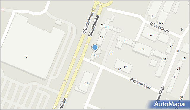 Gorzów Wielkopolski, Myśliborska, 38, mapa Gorzów Wielkopolski