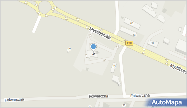 Gorzów Wielkopolski, Myśliborska, 45, mapa Gorzów Wielkopolski
