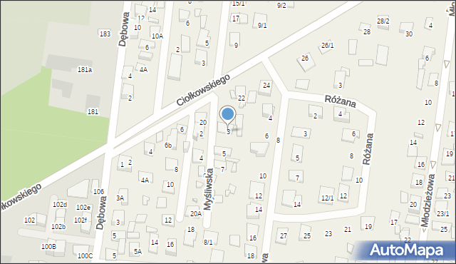 Grabówka, Myśliwska, 3, mapa Grabówka