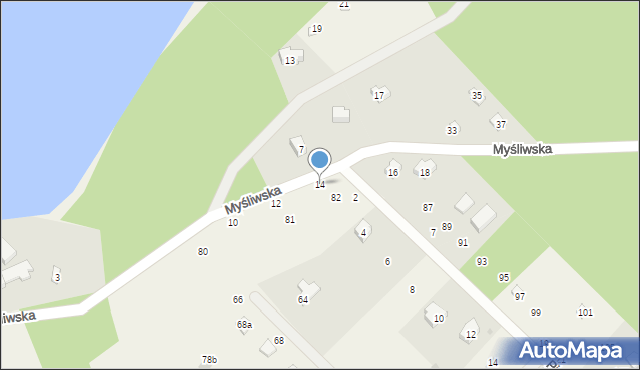 Grabówko, Myśliwska, 14, mapa Grabówko