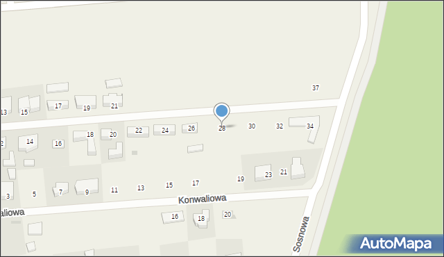 Grzybowo, Myśliwska, 28, mapa Grzybowo