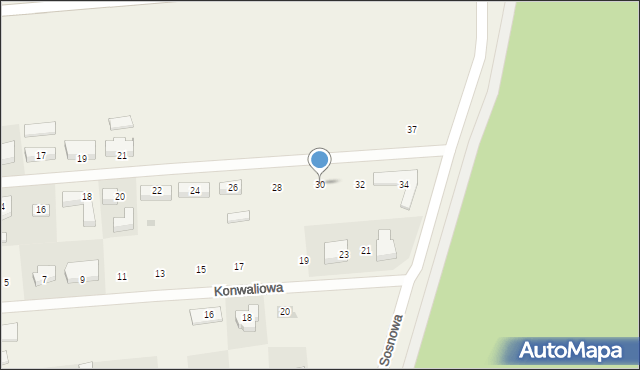 Grzybowo, Myśliwska, 30, mapa Grzybowo