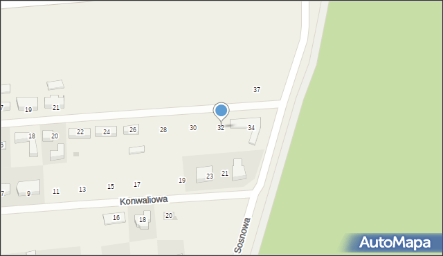 Grzybowo, Myśliwska, 32, mapa Grzybowo