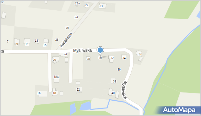 Hażlach, Myśliwska, 30, mapa Hażlach