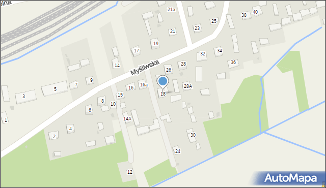 Horyniec-Zdrój, Myśliwska, 18, mapa Horyniec-Zdrój