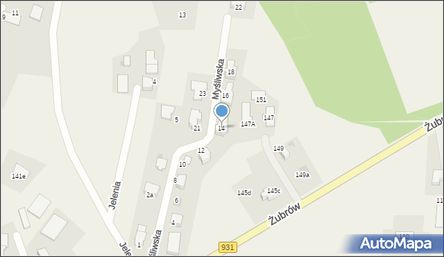 Jankowice, Myśliwska, 14, mapa Jankowice