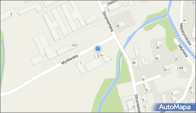 Jasienica, Myśliwska, 3, mapa Jasienica