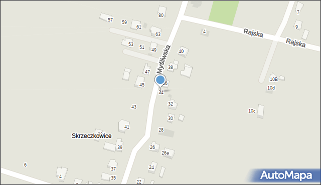 Jastrzębie-Zdrój, Myśliwska, 34, mapa Jastrzębie-Zdrój