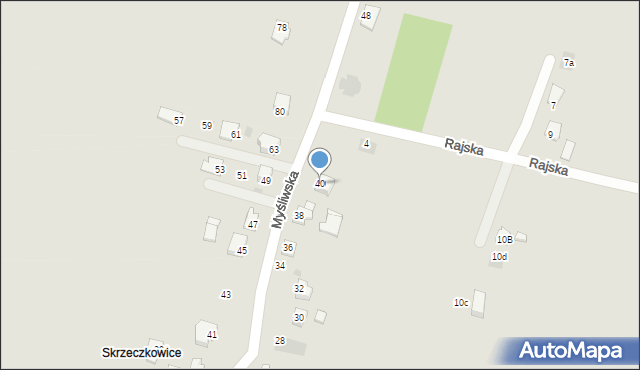 Jastrzębie-Zdrój, Myśliwska, 40, mapa Jastrzębie-Zdrój