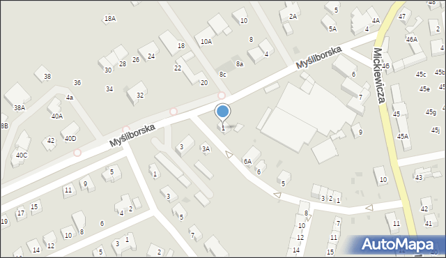 Jawor, Myśliborska, 1, mapa Jawor
