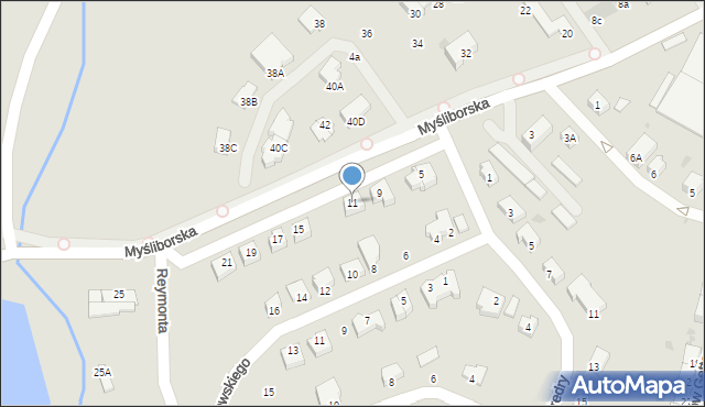 Jawor, Myśliborska, 11, mapa Jawor