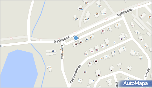 Jawor, Myśliborska, 21, mapa Jawor