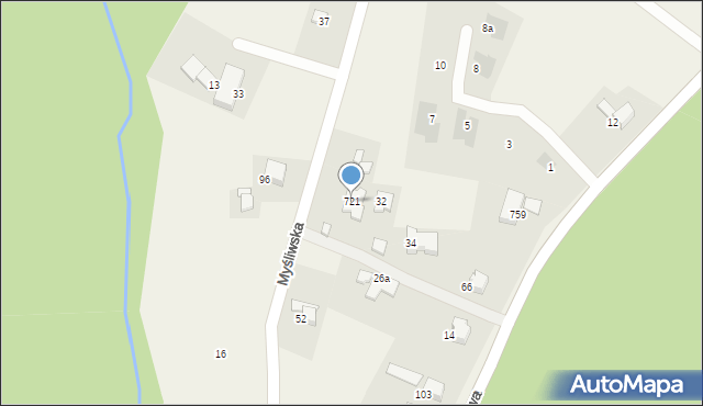 Jaworze, Myśliwska, 721, mapa Jaworze
