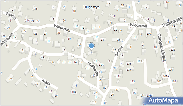 Jaworzno, Myśliwska, 9, mapa Jaworzno