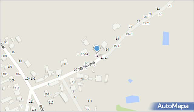 Kalisz, Myśliwska, 14, mapa Kalisza