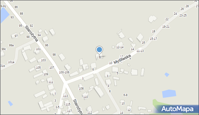 Kalisz, Myśliwska, 8, mapa Kalisza