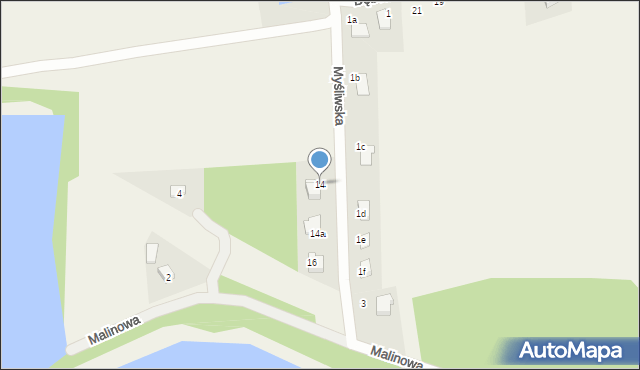 Kaniów, Myśliwska, 14, mapa Kaniów