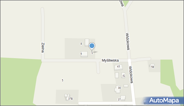 Karniowice, Myśliwska, 1, mapa Karniowice