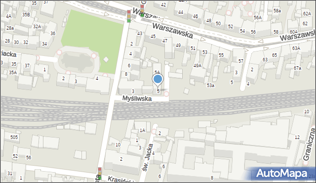 Katowice, Myśliwska, 5, mapa Katowic