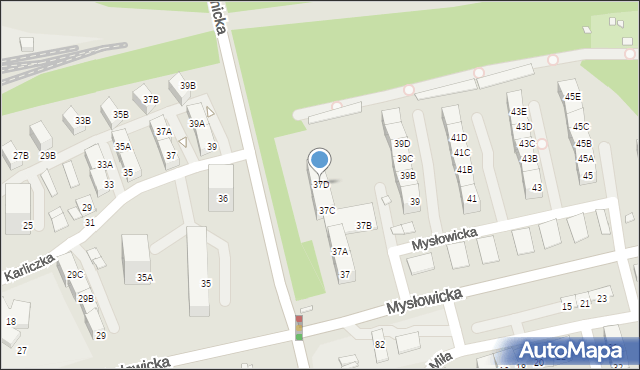 Katowice, Mysłowicka, 37D, mapa Katowic