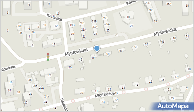Katowice, Mysłowicka, 48, mapa Katowic