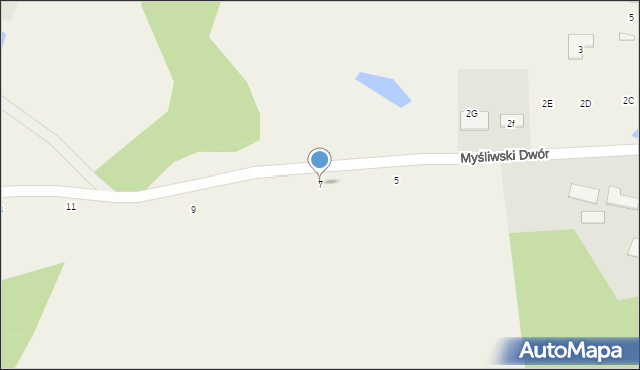 Kielno, Myśliwski Dwór, 7, mapa Kielno