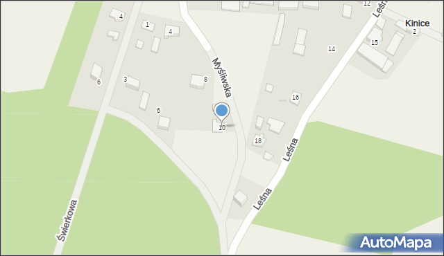 Kinice, Myśliwska, 10, mapa Kinice