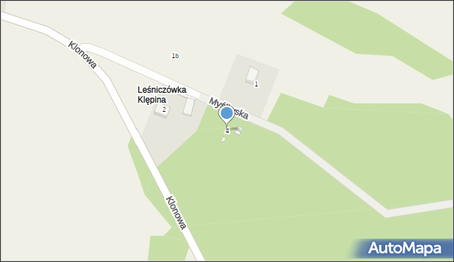 Klępina, Myśliwska, 4, mapa Klępina