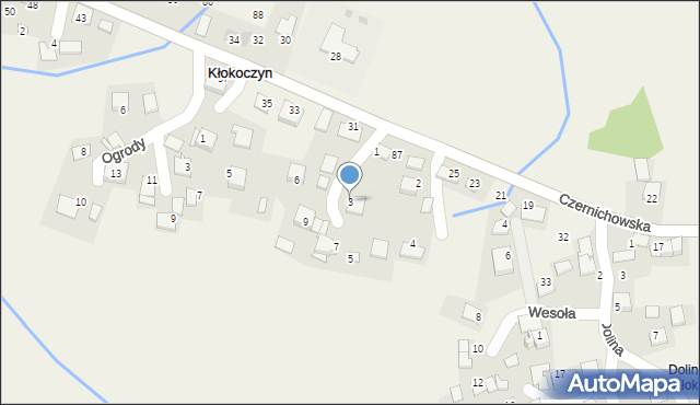 Kłokoczyn, Myśliwska, 3, mapa Kłokoczyn