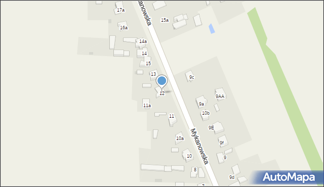 Kościelec, Mykanowska, 12, mapa Kościelec