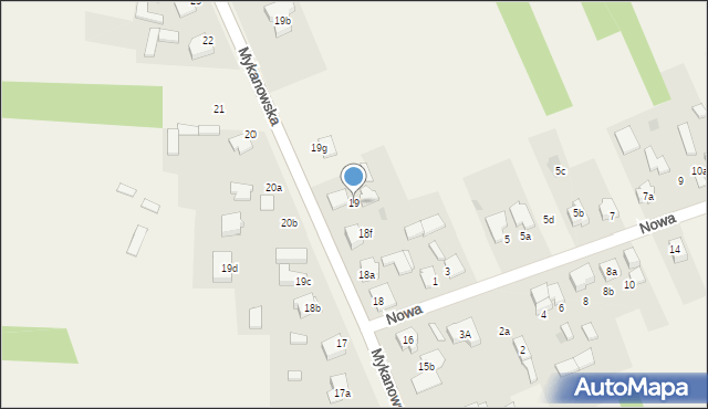 Kościelec, Mykanowska, 19, mapa Kościelec