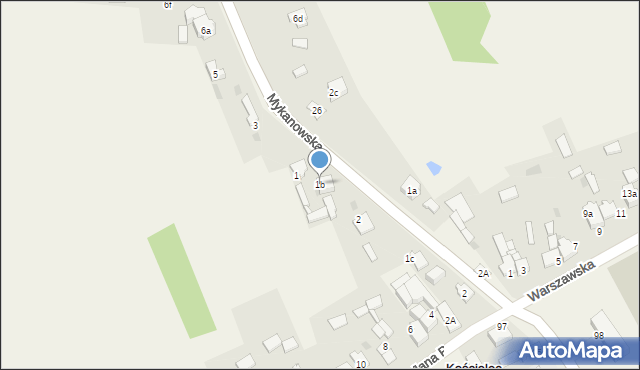 Kościelec, Mykanowska, 1b, mapa Kościelec