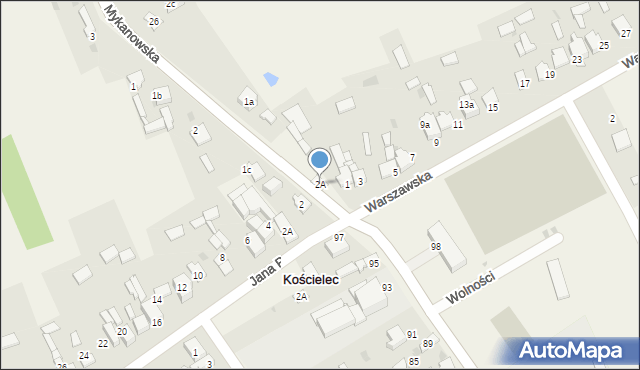 Kościelec, Mykanowska, 2A, mapa Kościelec