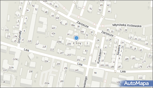 Kraków, Mysłakowskiego Zygmunta, 7, mapa Krakowa