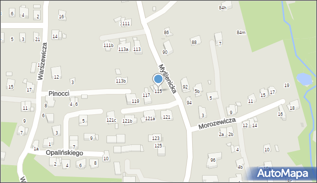 Kraków, Myślenicka, 115, mapa Krakowa