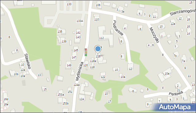 Kraków, Myślenicka, 116, mapa Krakowa