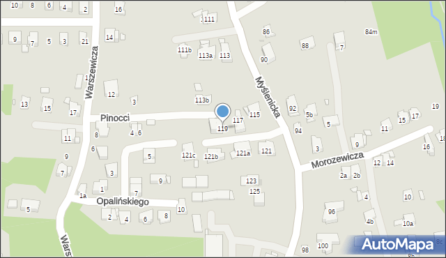 Kraków, Myślenicka, 119, mapa Krakowa