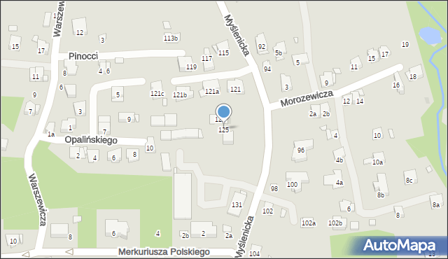 Kraków, Myślenicka, 125, mapa Krakowa