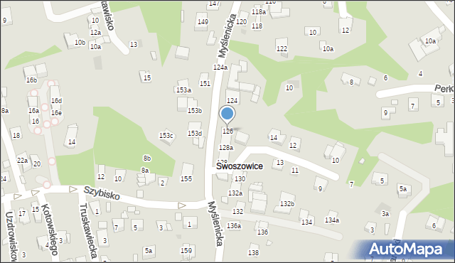 Kraków, Myślenicka, 126, mapa Krakowa