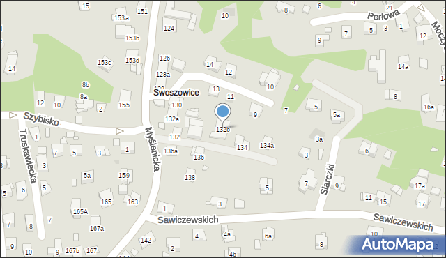 Kraków, Myślenicka, 132b, mapa Krakowa