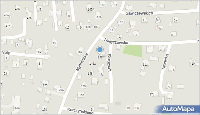 Kraków, Myślenicka, 146, mapa Krakowa