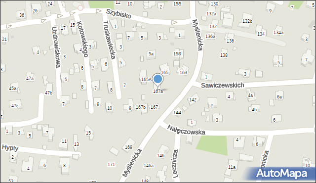Kraków, Myślenicka, 167a, mapa Krakowa
