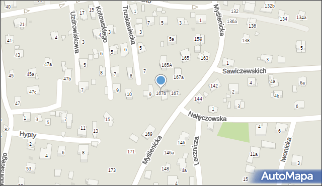 Kraków, Myślenicka, 167b, mapa Krakowa