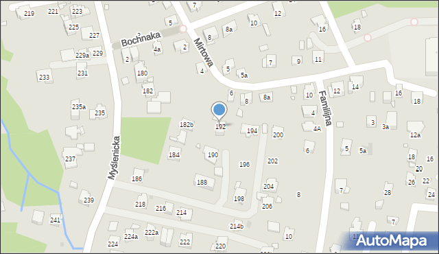 Kraków, Myślenicka, 192, mapa Krakowa